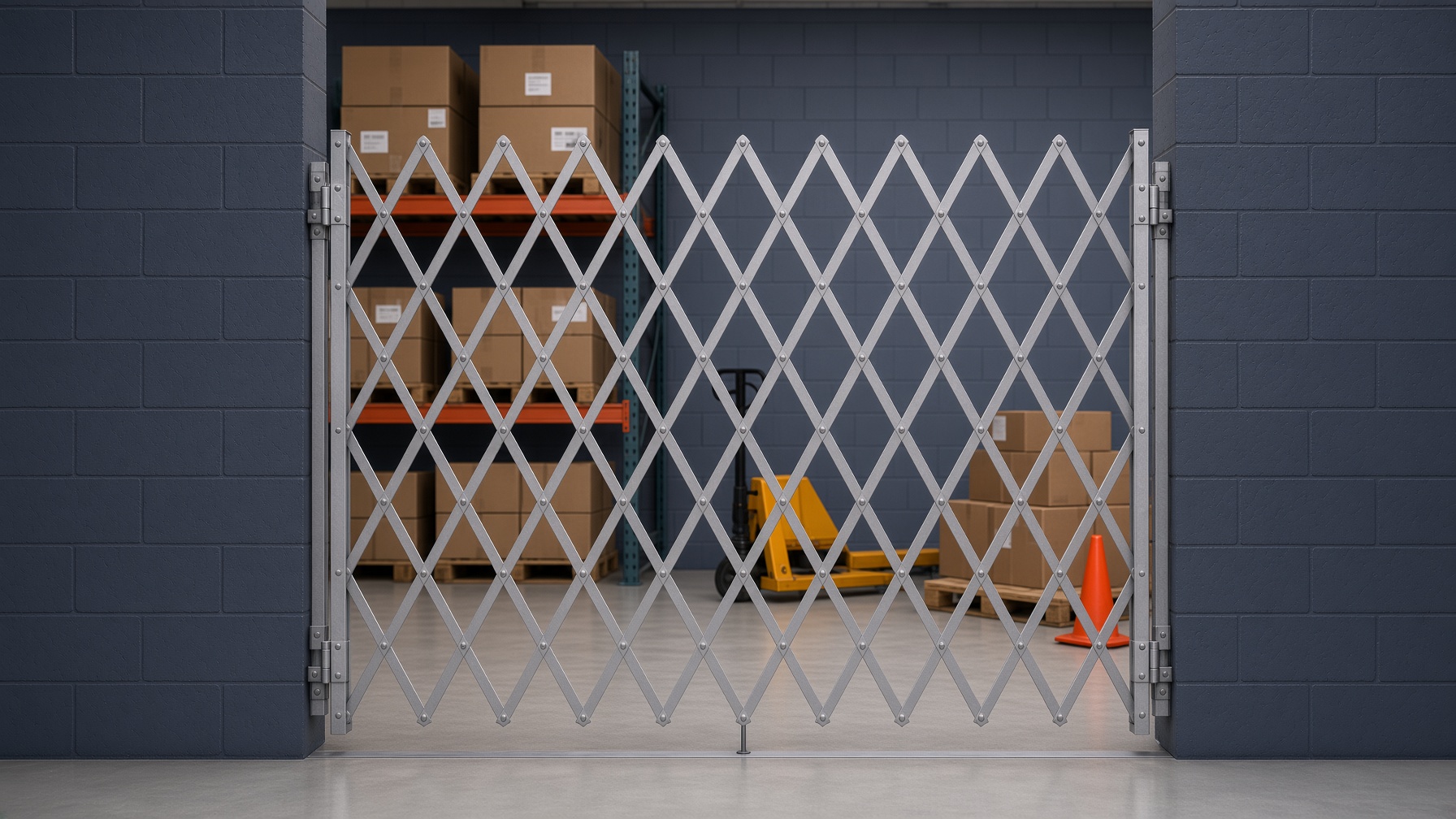 Industrial security gate at a warehouse dock